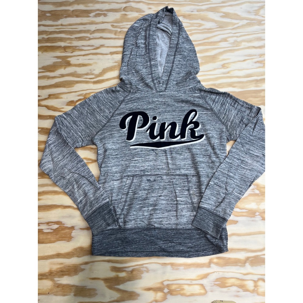 Victorias Secret PINK Gray Space Dye Pullover Hoodie Logo Sweatshirt Small
